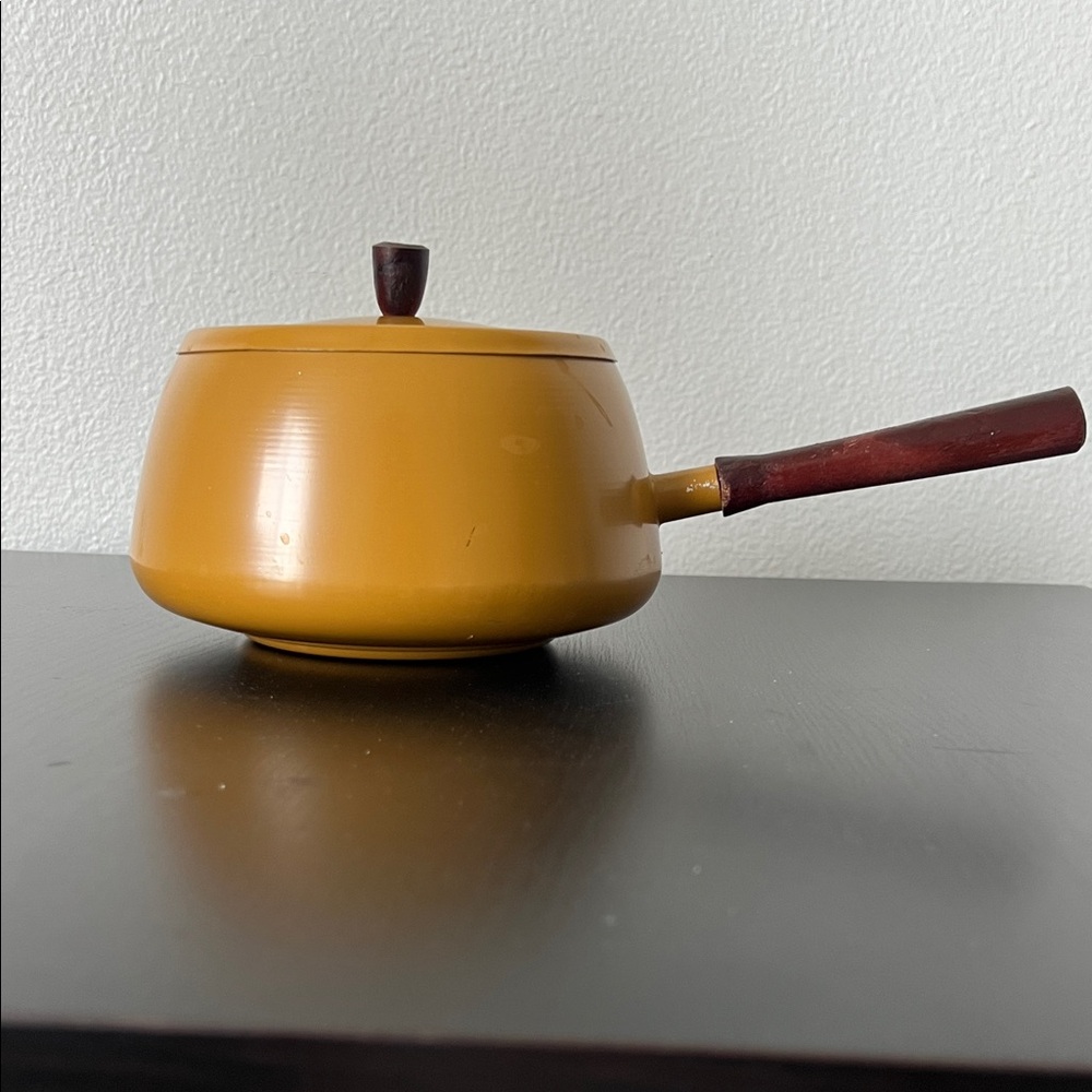 Vintage MCM Yellow Mustard Fondue Pot